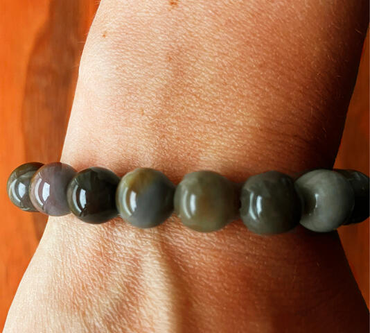 Natural Stone Beads Bracelet with Grey-Brown Tones Matching Yutaka Yamai's Style
